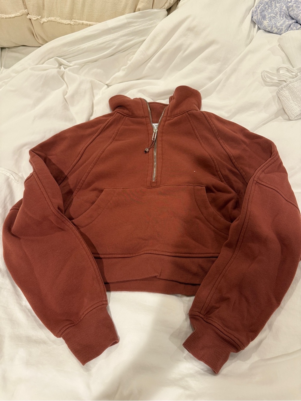 Women’s Half-Zip Pullover Sweater - Rust